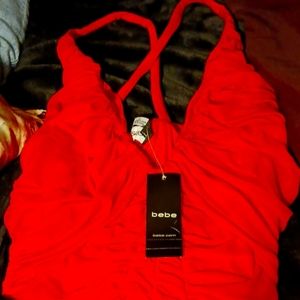 Red short rushed dress